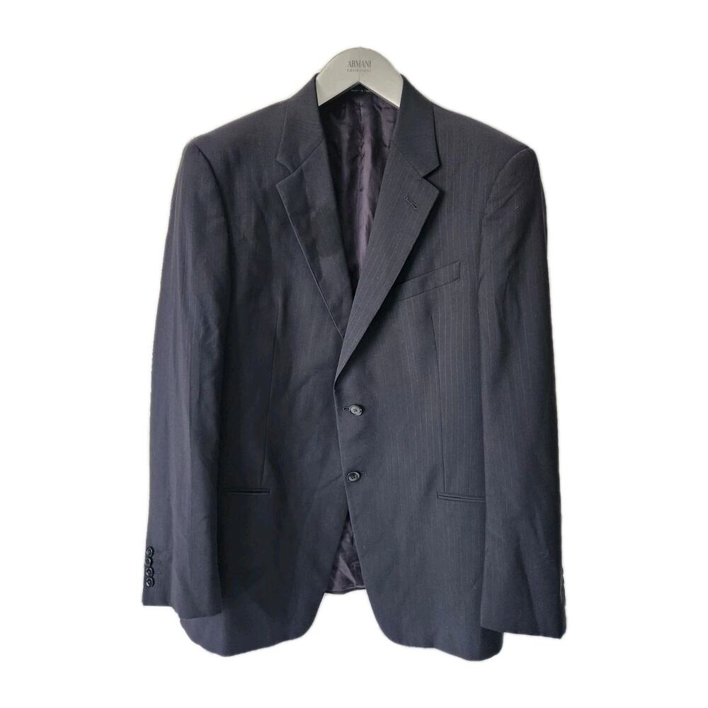 Giorgio Armani Collezioni pinstripes navy Men 44L Wool Sport Coat Jacket Blazer